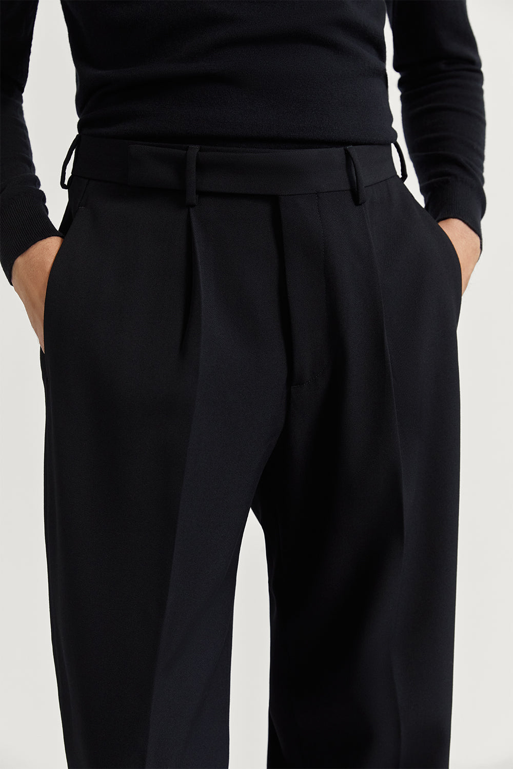 The Wool Gabardine Wide Pants Black