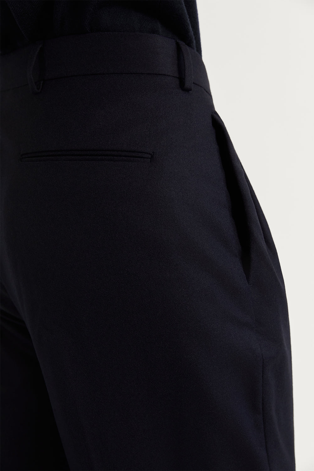 The Flannel Triple Pleat Trousers Dark Blue