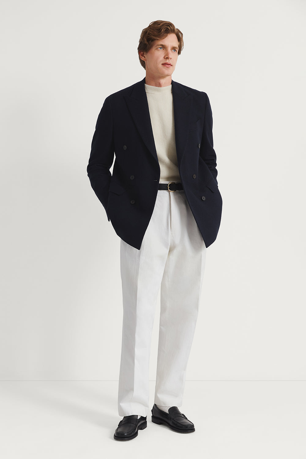 The Woolen Double Breast Blazer Navy Blue
