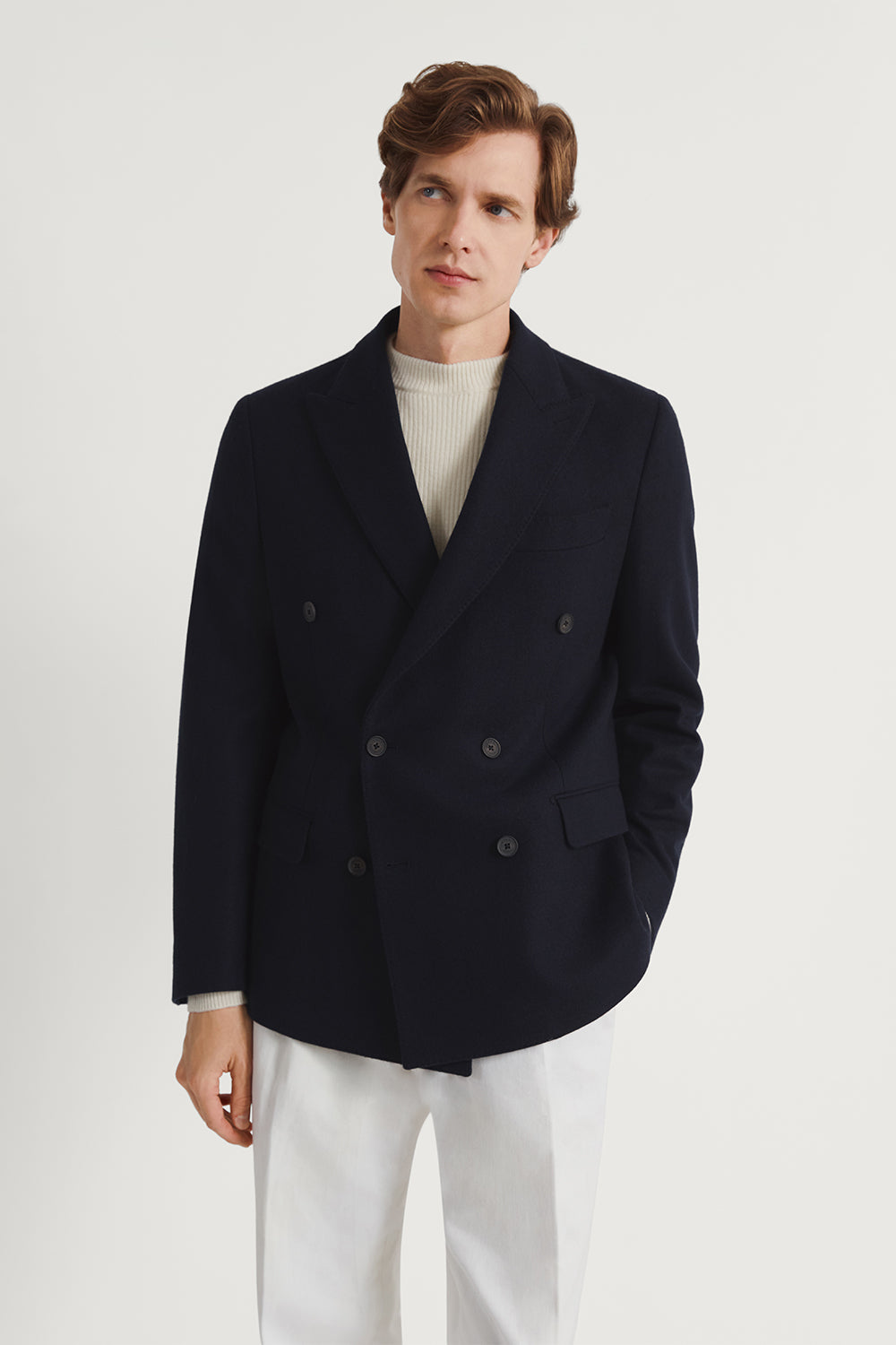 The Woolen Double Breast Blazer Navy Blue
