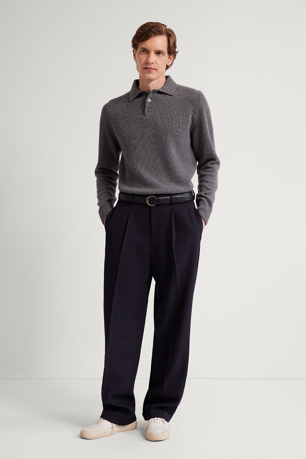 The Woolen Vintage Relaxed Polo Light Grey Melange