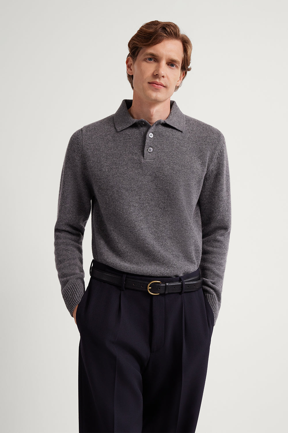 The Woolen Vintage Relaxed Polo Light Grey Melange