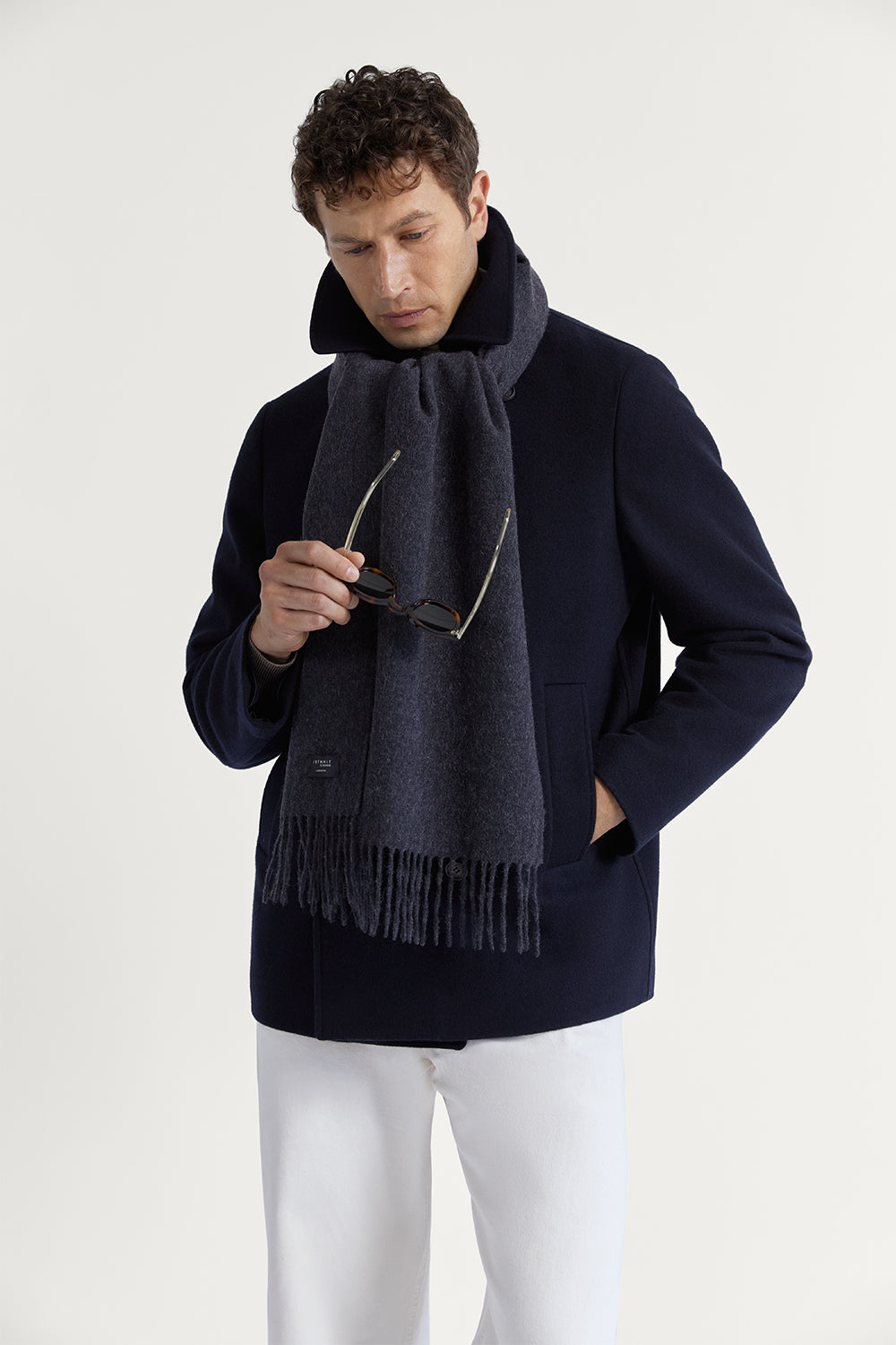 The Upcycled Oversized Cashmere Scarf Dark Grey