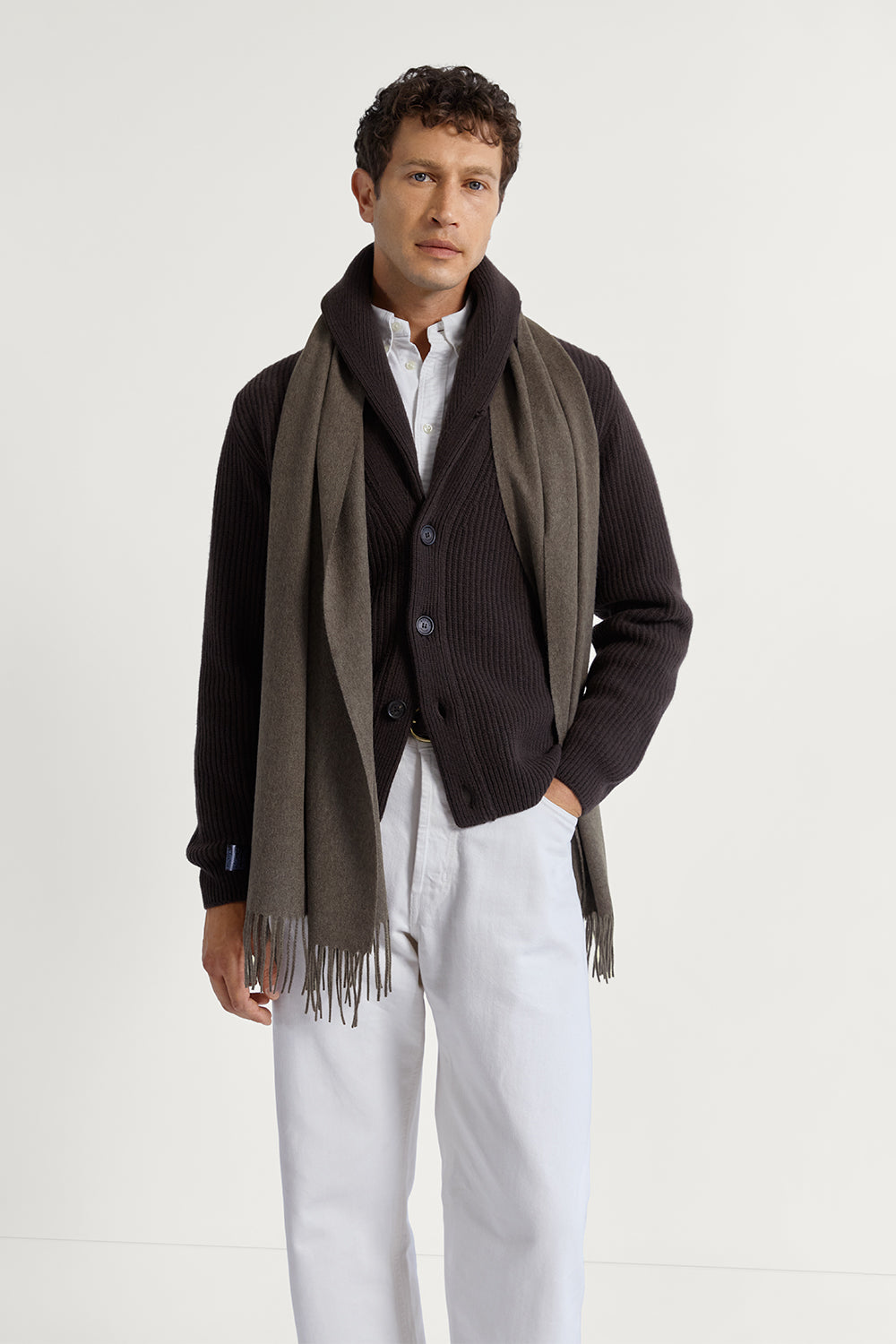 The Upcycled Oversized Cashmere Scarf Taupe