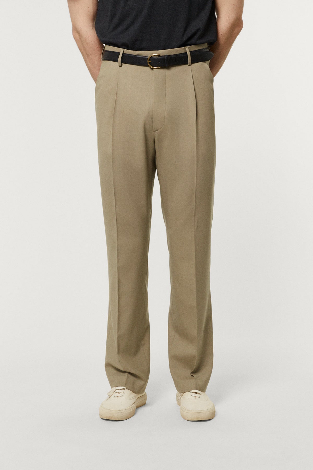 The Cool Wool Tailored Trousers with Pinces kaki