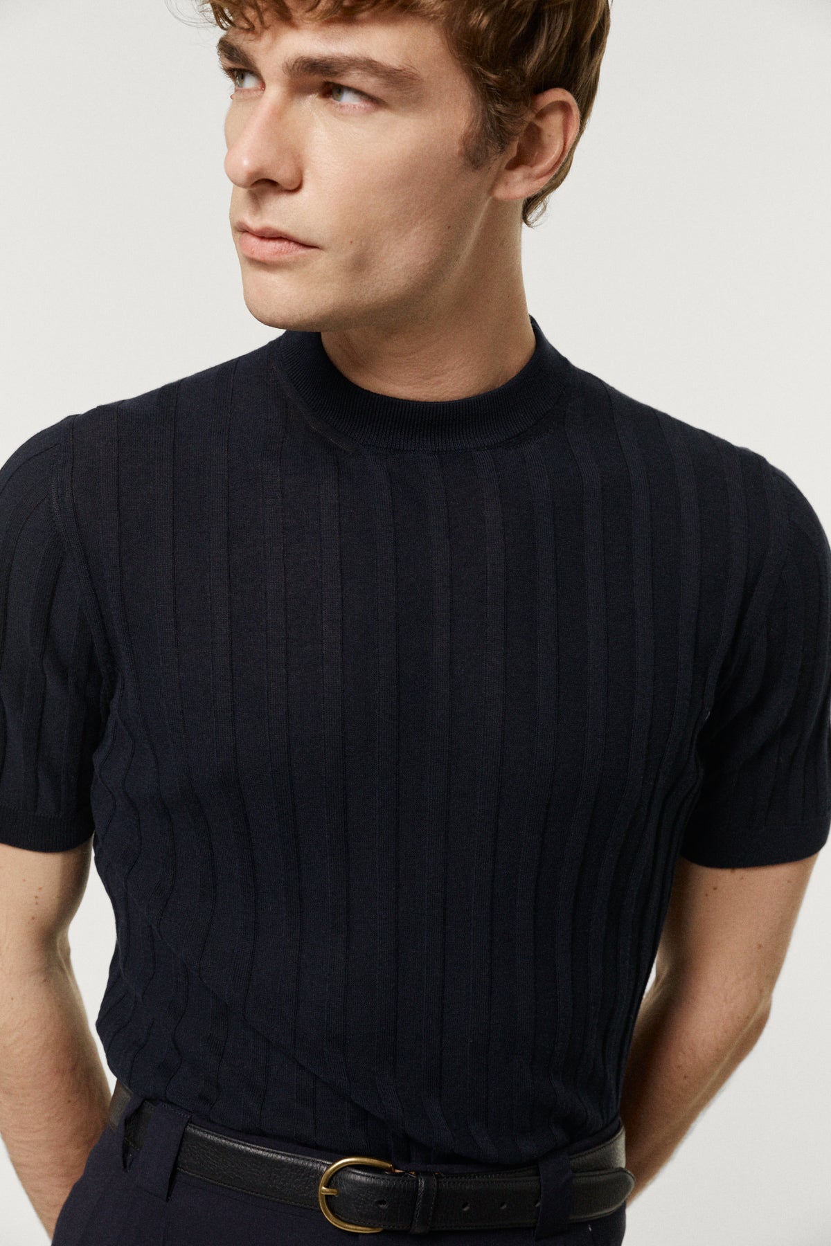 The Organic Cotton Light Ribbed T-shirt Deep Blue