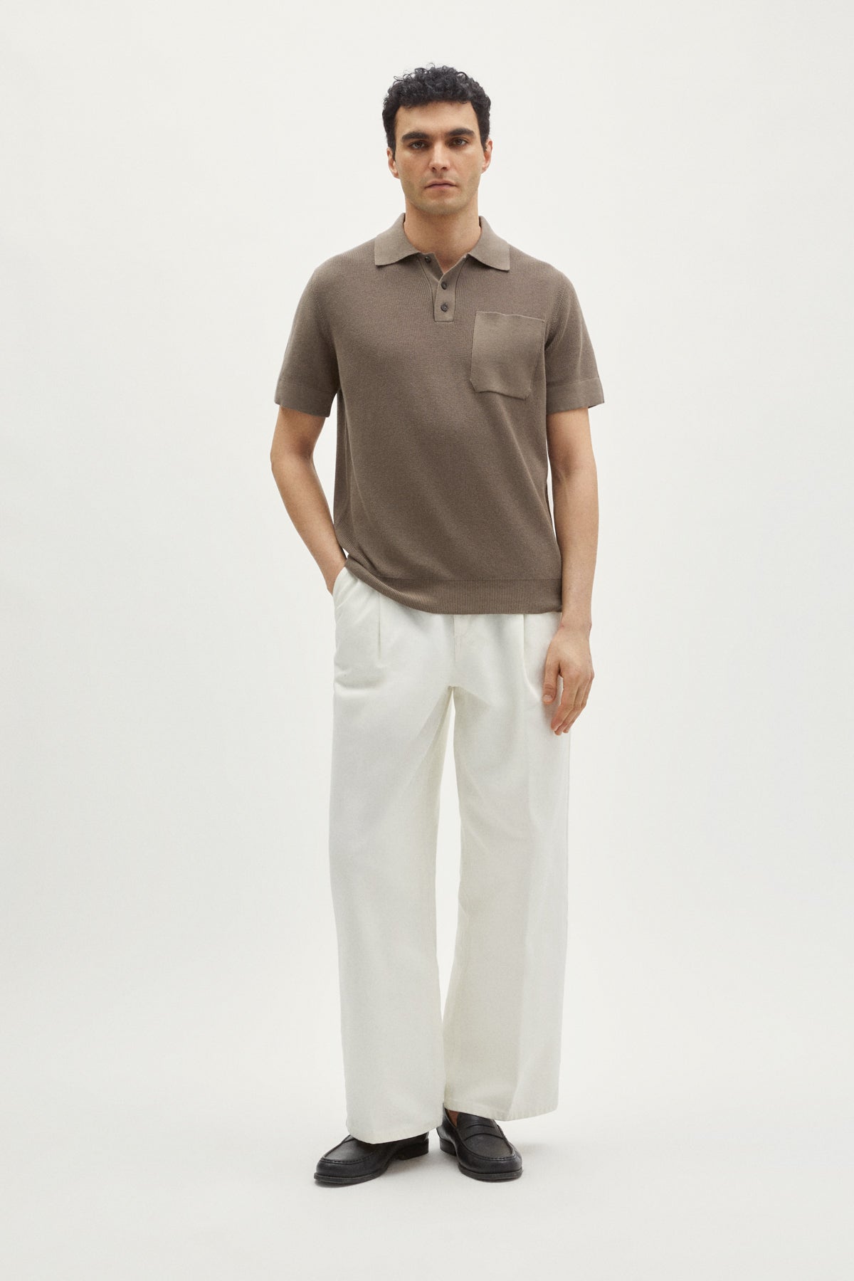 the organic cotton ribbed polo shirt tobacco