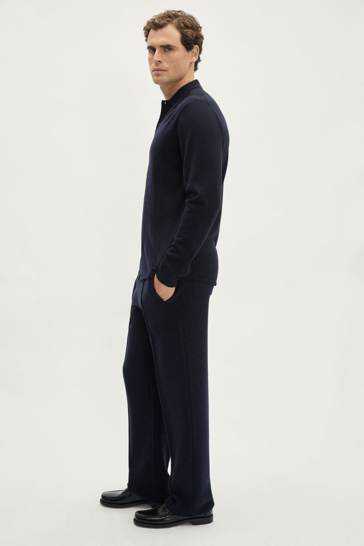 The Merino Wool Knit Shirt - blue