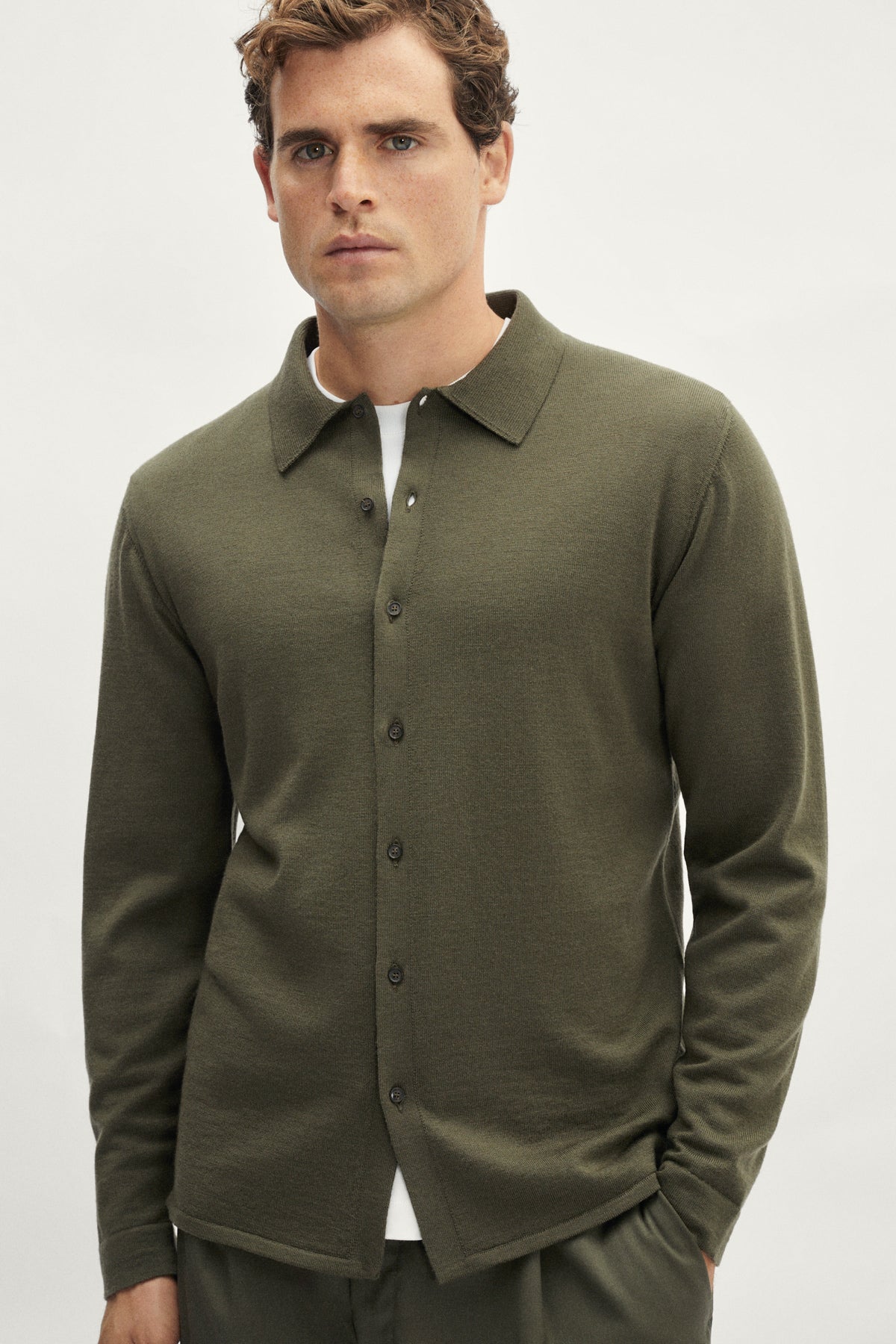 The Merino Wool Knit Shirt - green