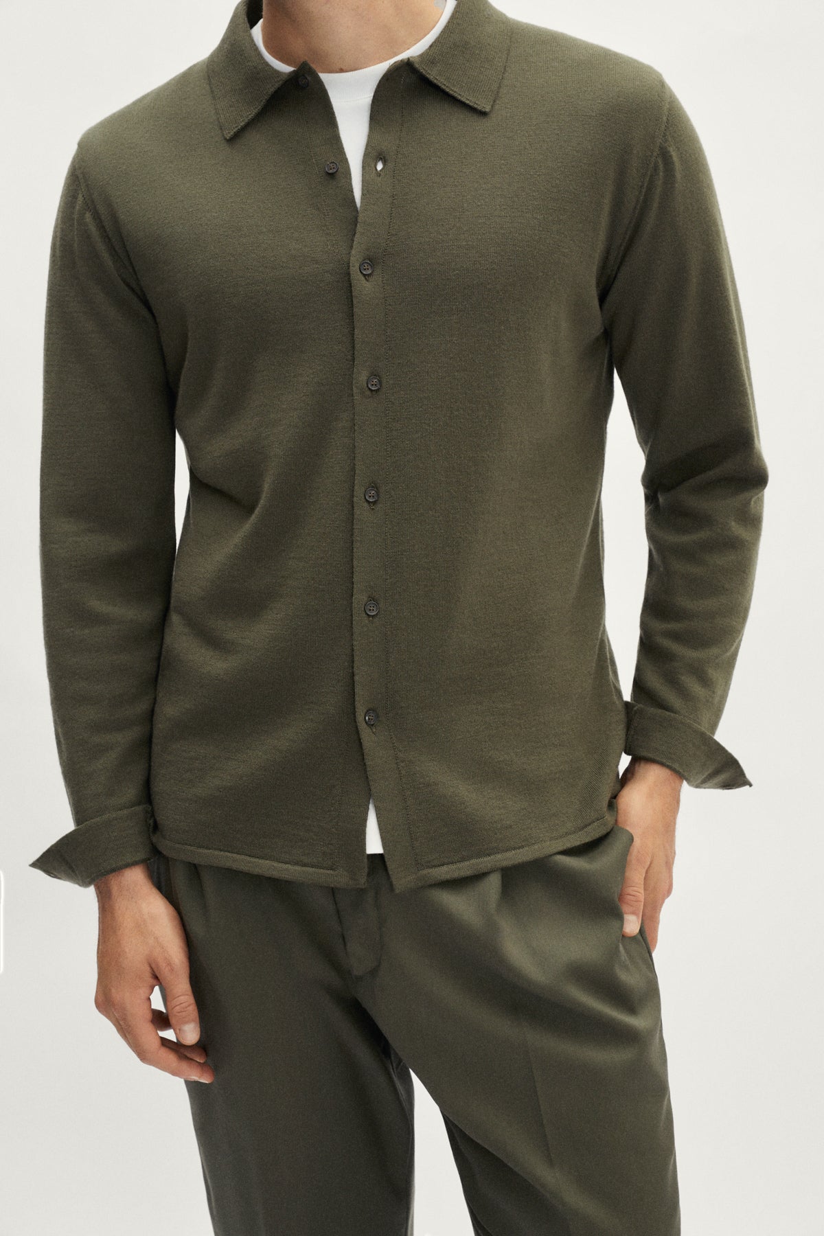 The Merino Wool Knit Shirt - green