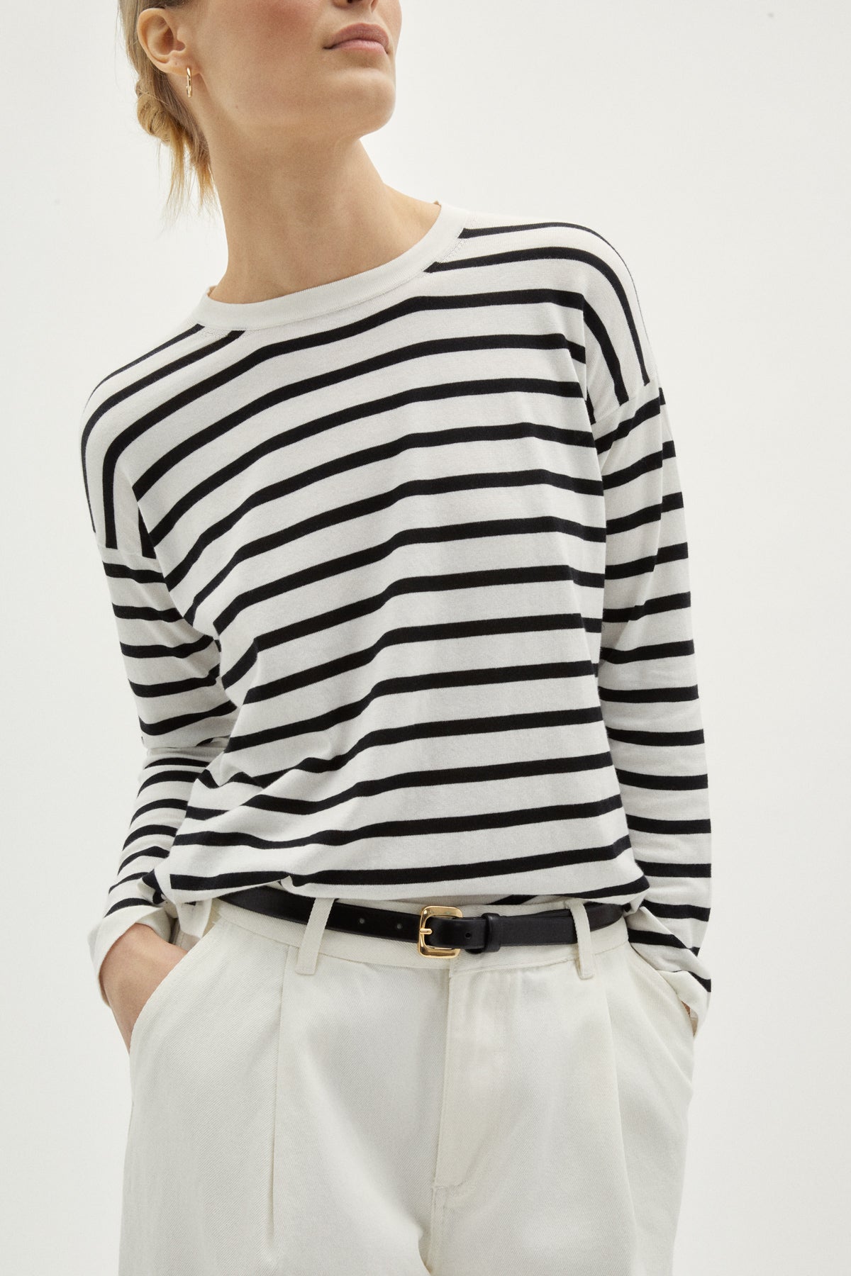 lightweight long sleeve t shirt in organic cotton stripes