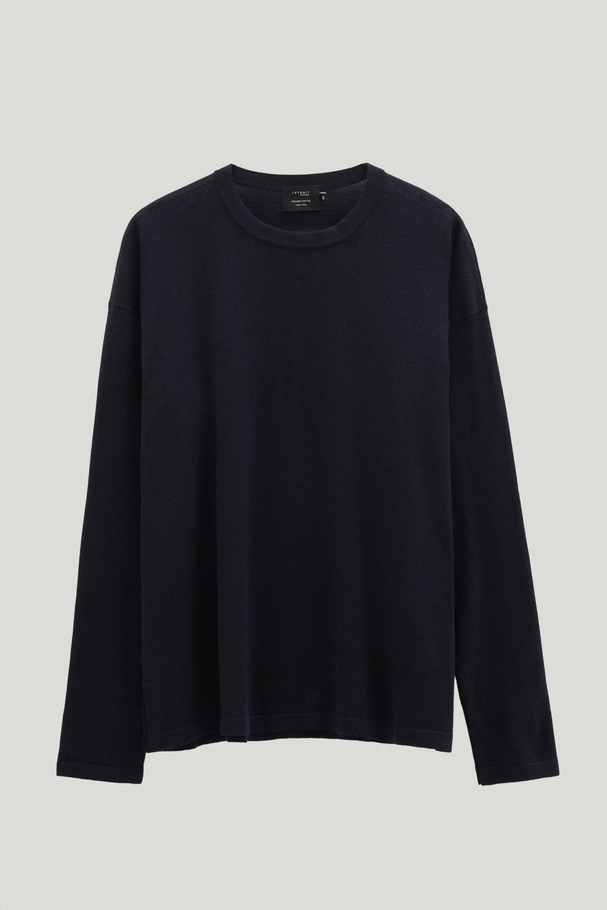 lightweight long sleeve t shirt in organic cotton deep blue