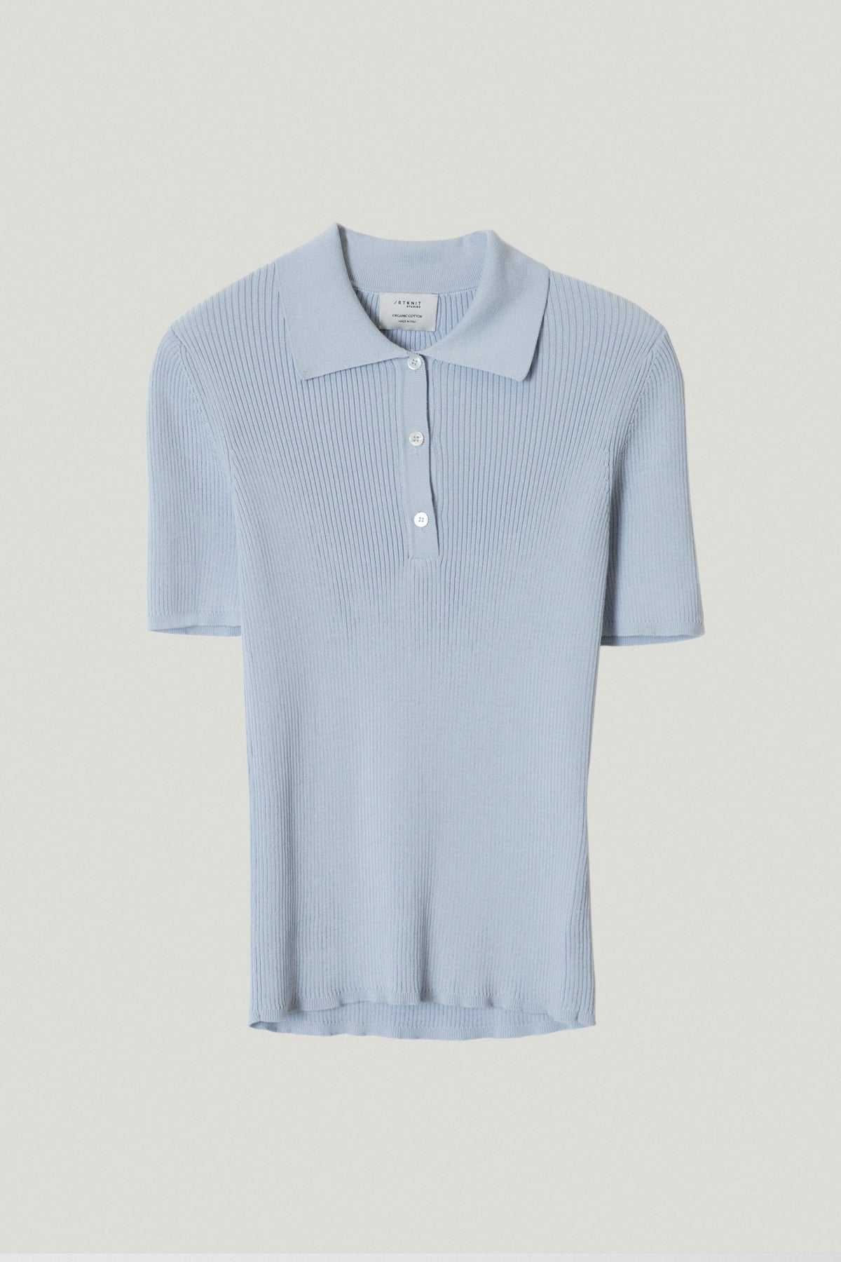 the organic cotton ribbed polo baby blue