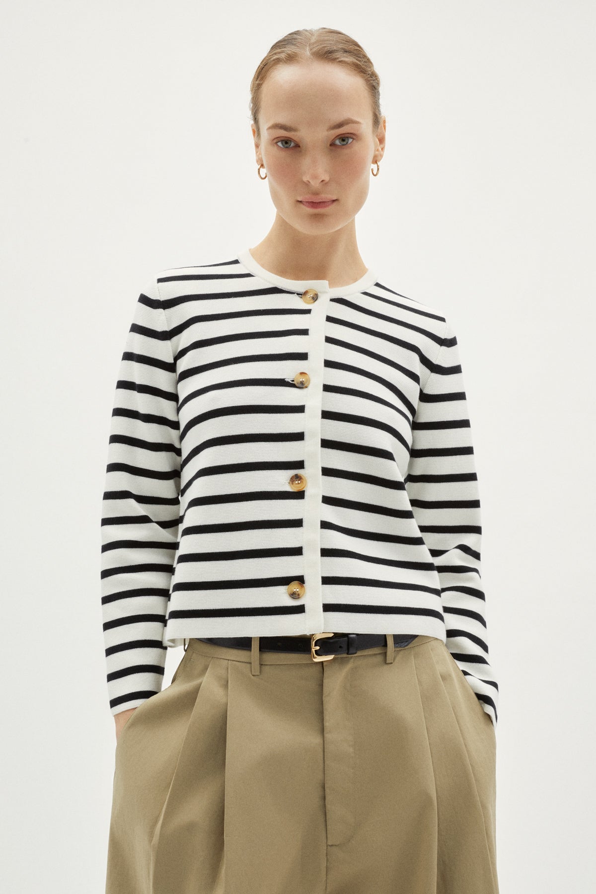 the sleek organic cotton jacket stripes