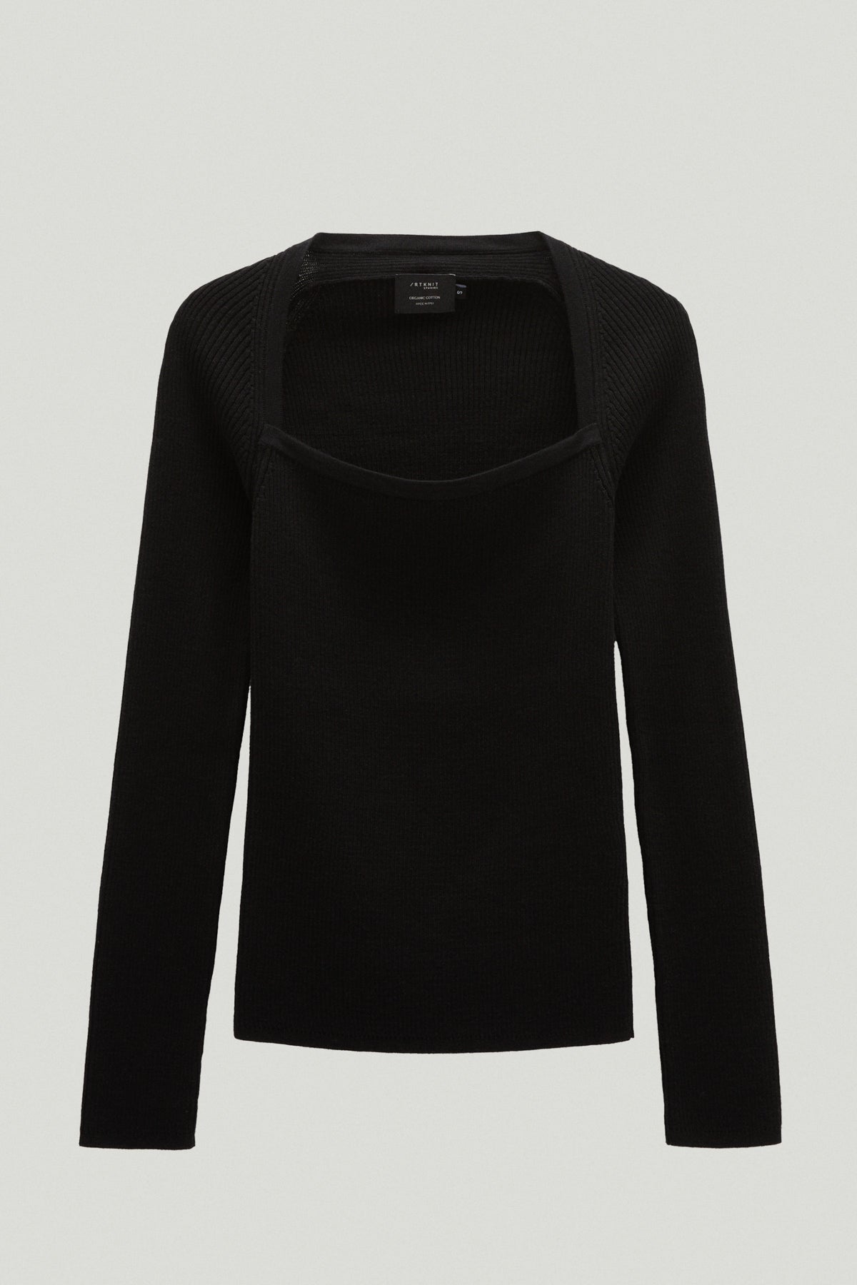 Black | Long sleeve ribbed top with special neckline
