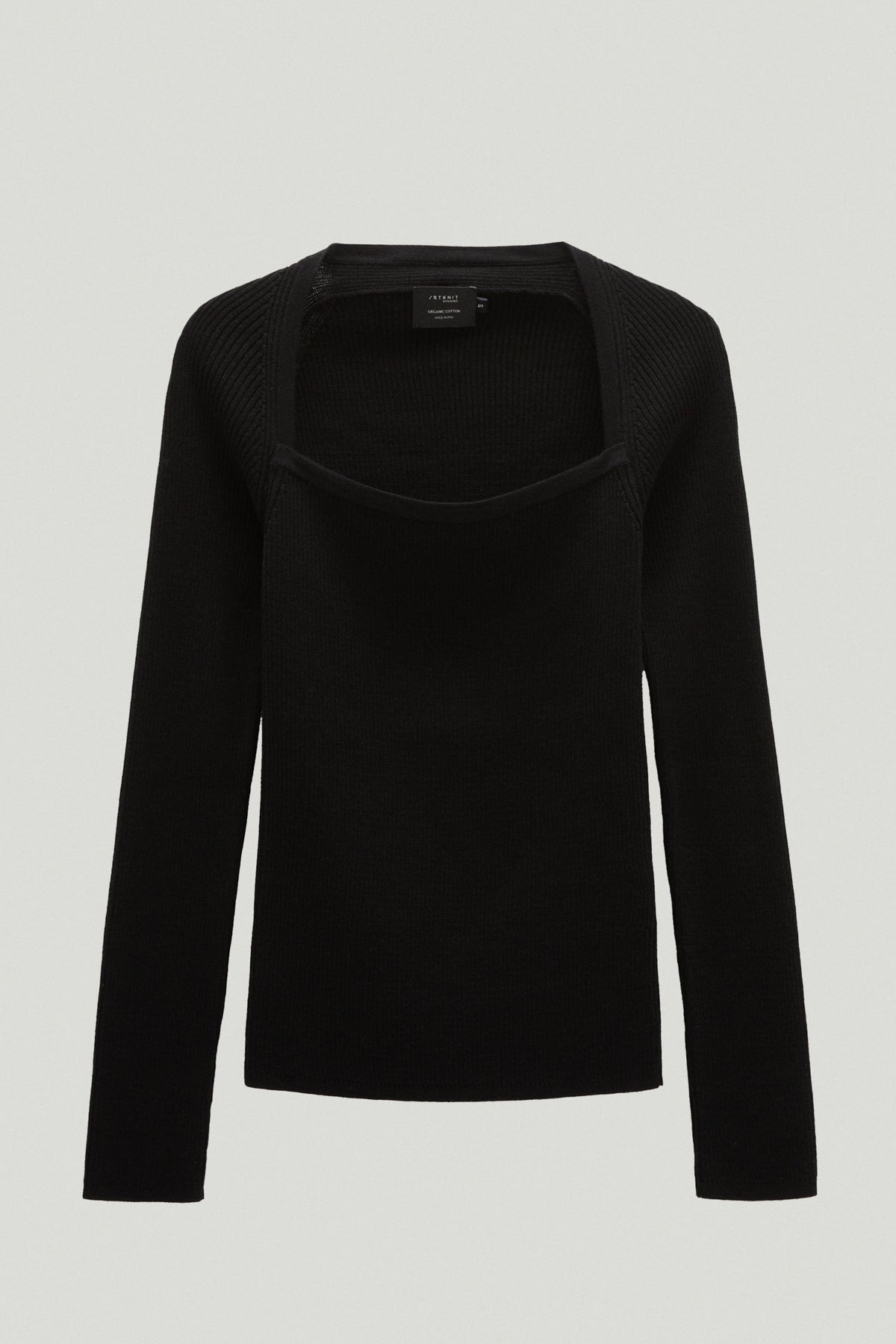 long sleeve ribbed top with special neckline black