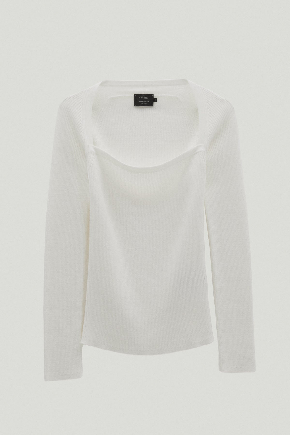 Milk White | Long sleeve ribbed top with special neckline
