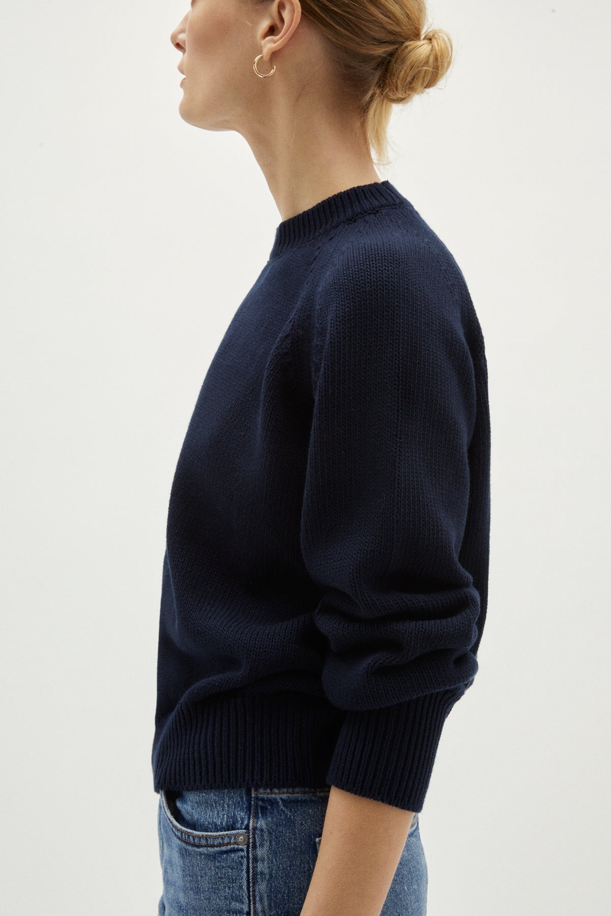 the organic cotton tricot sweater deep blue
