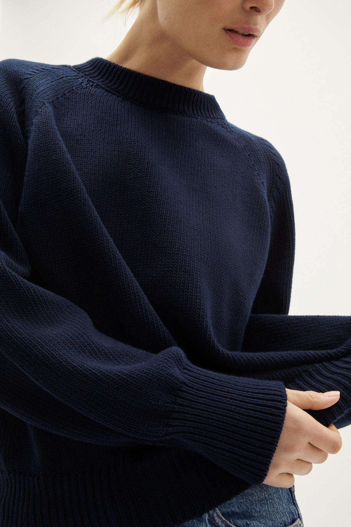 the organic cotton tricot sweater deep blue