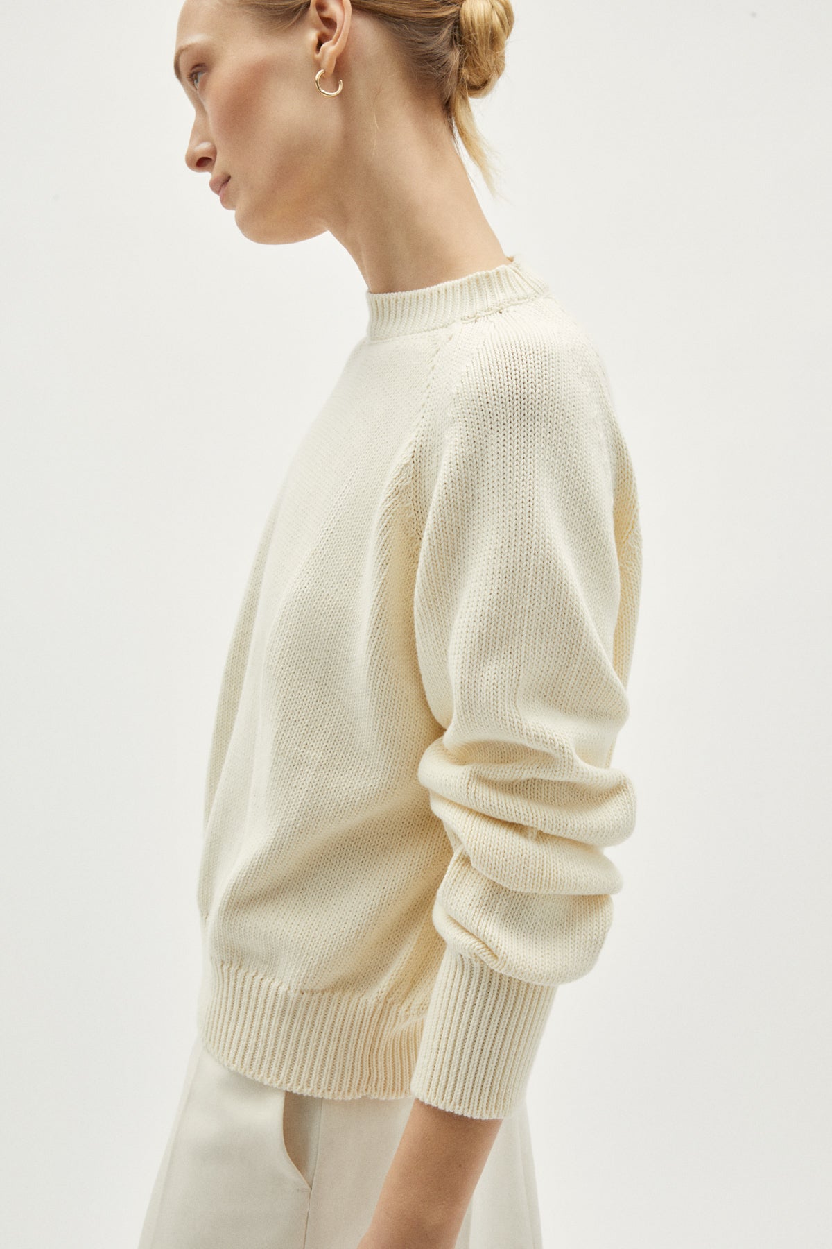 the organic cotton tricot sweater milk white