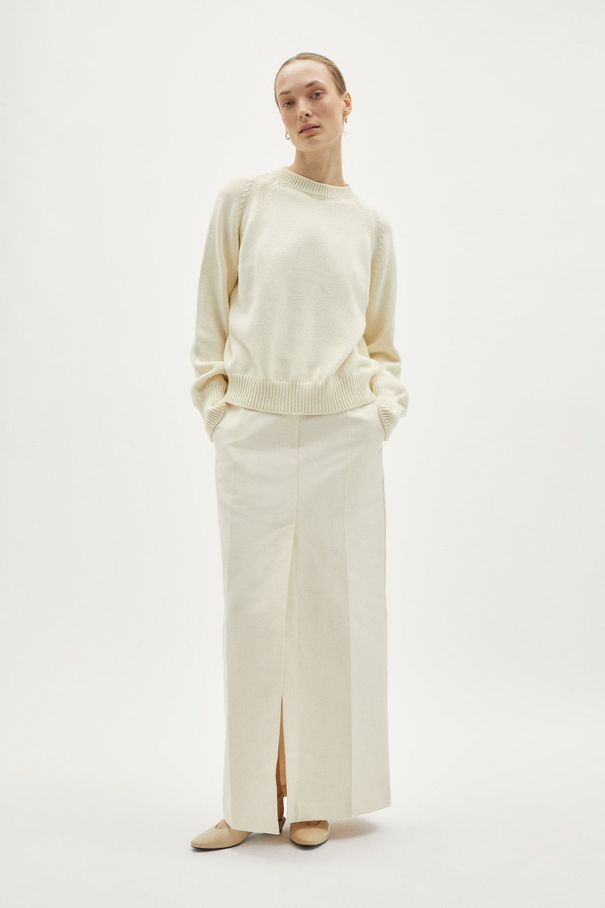 the organic cotton tricot sweater milk white