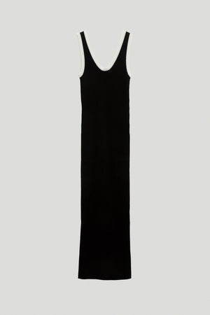 Black | The Organic Cotton long ribbed tank Dress