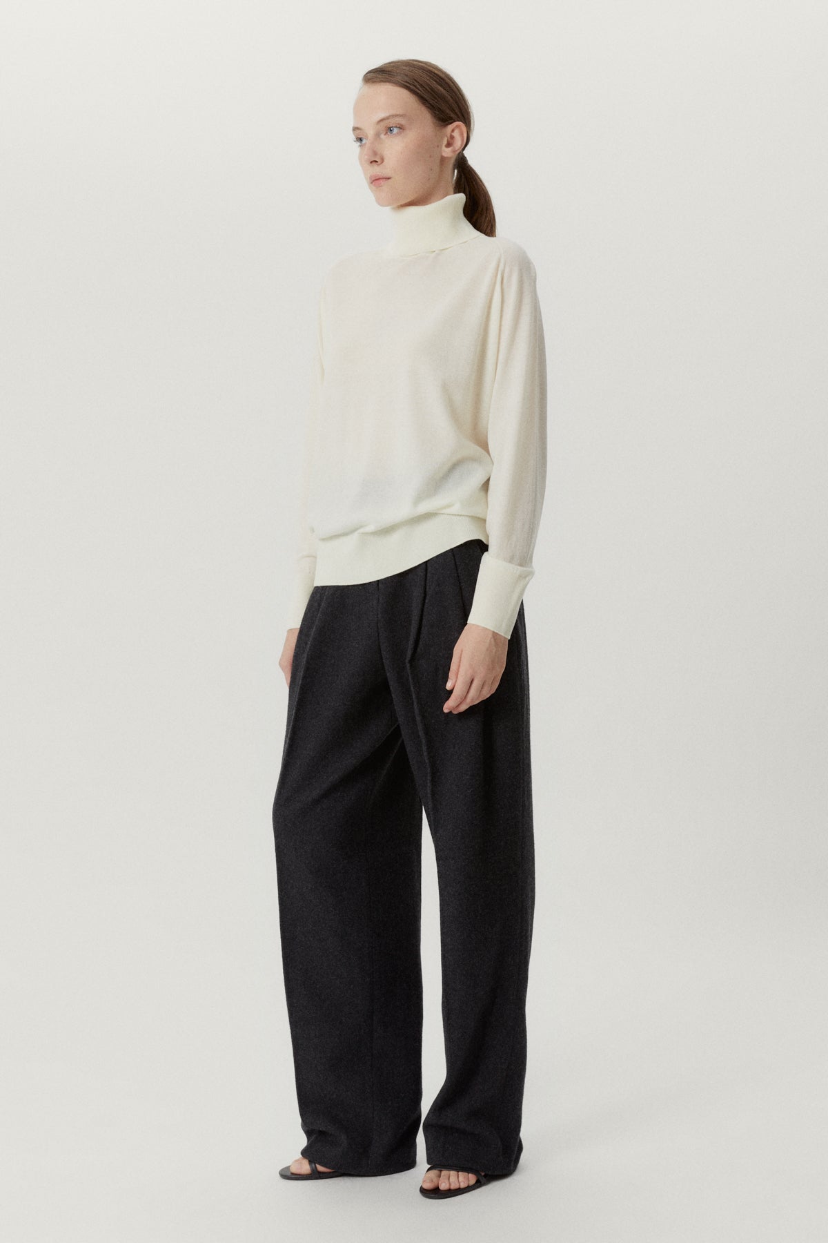 the ultrasoft wool relaxed roll neck natural white