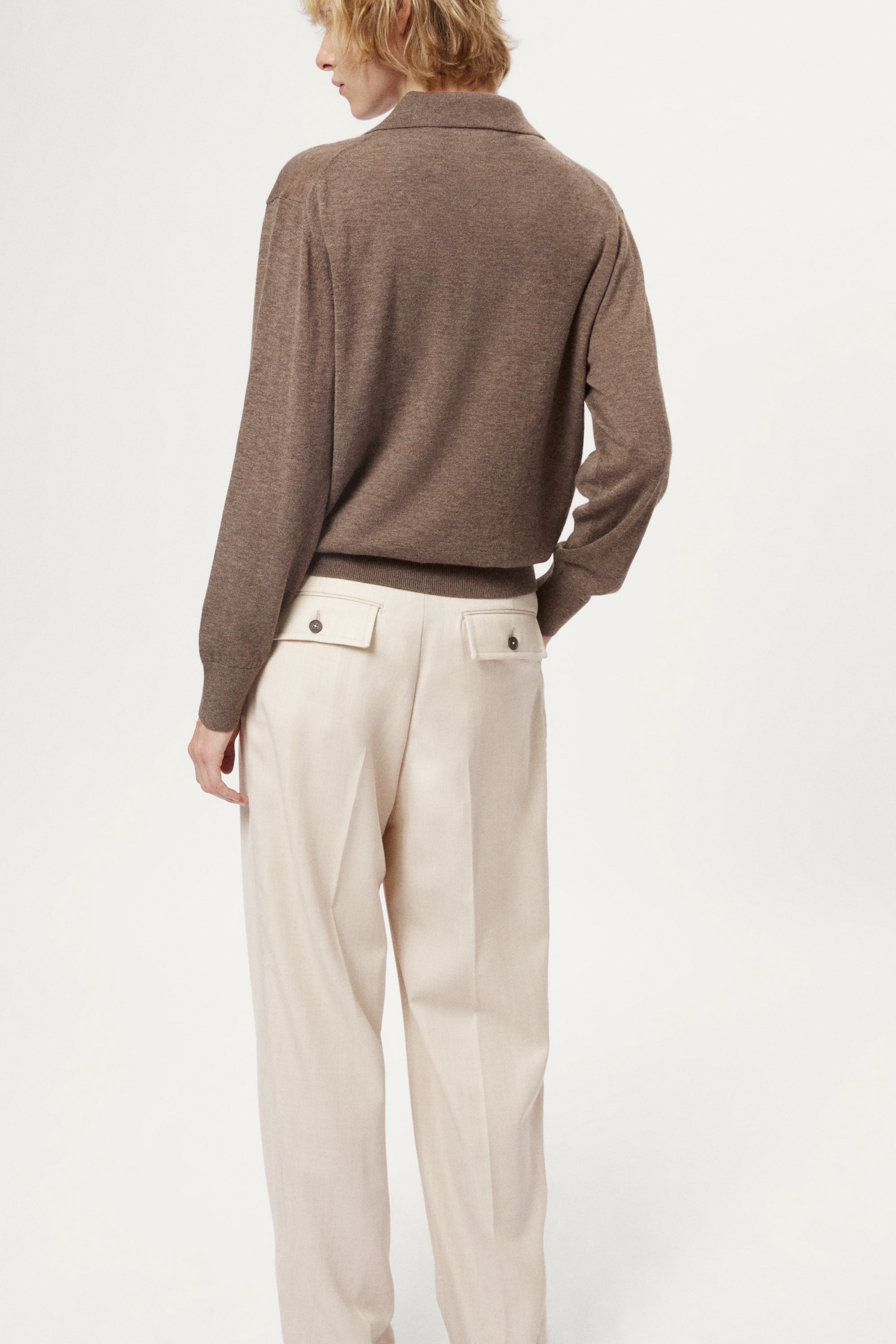 The Ultrasoft wool Classic Polo brown melange