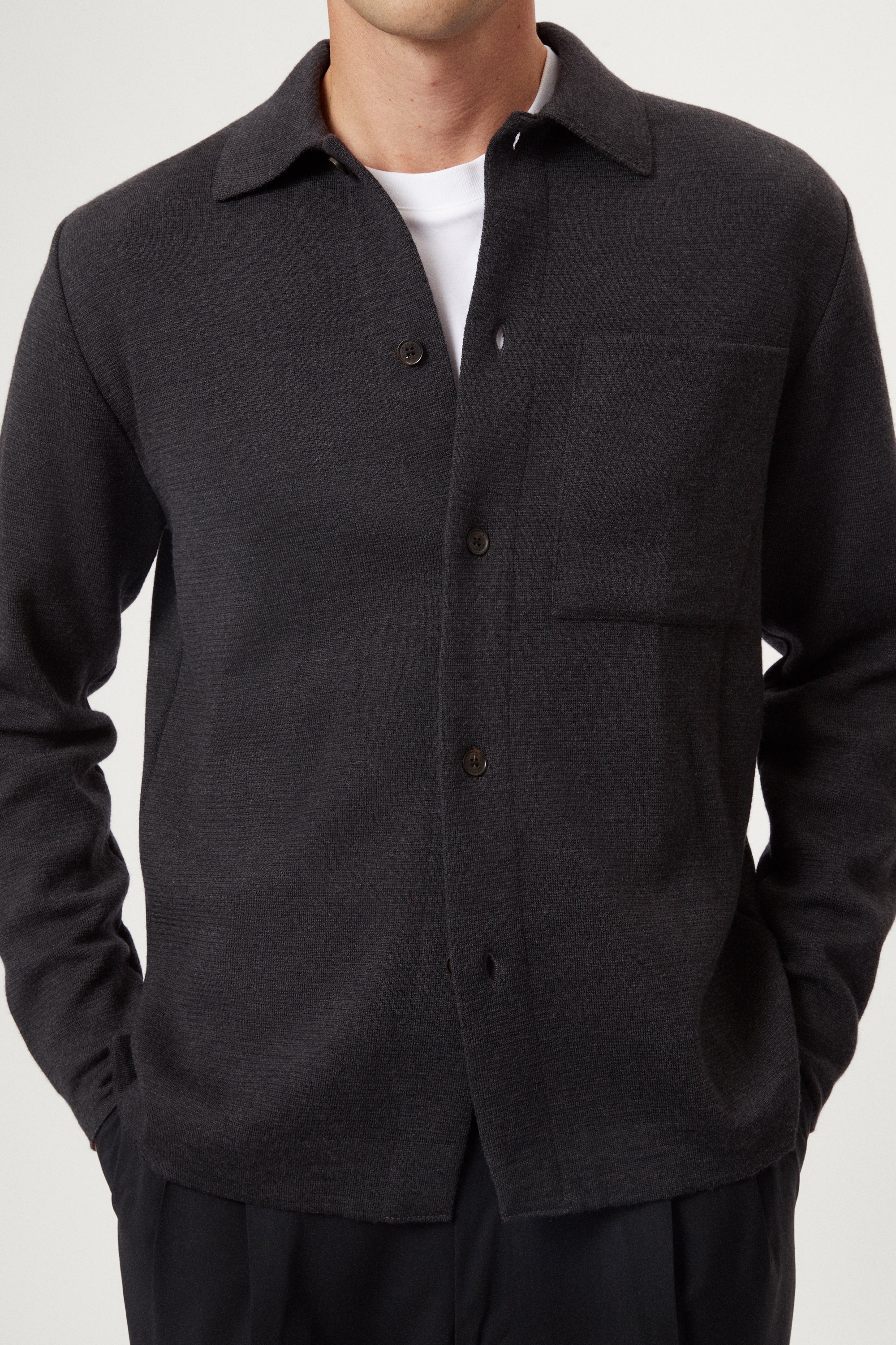 【極美品】HUMAN MADE WOOL OVERSHIRT L 黒グレー The Merino Wool Knit Overshirt