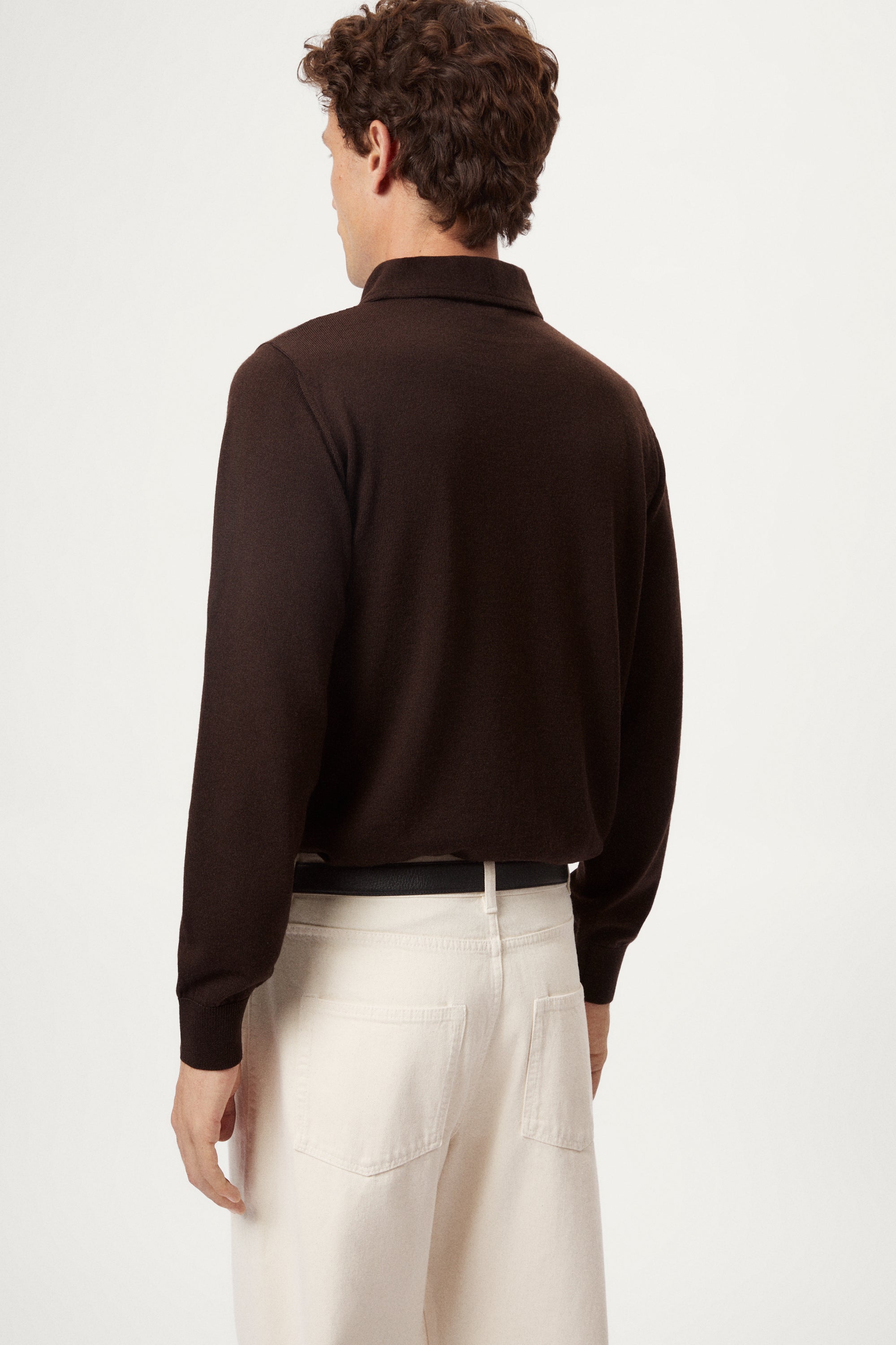 The Merino Wool Sartorial Polo brown back