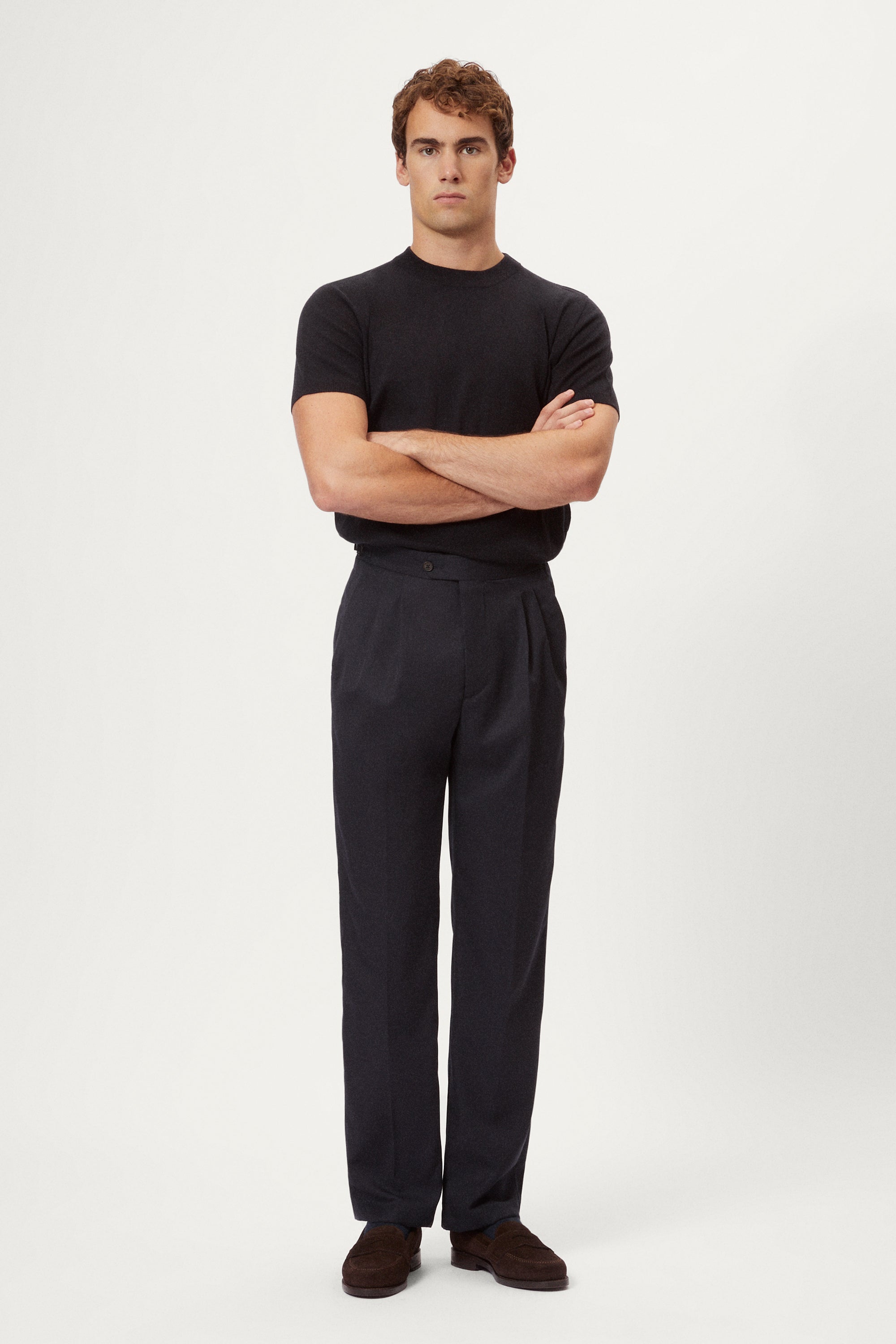 The Twill Wool Sartorial Trousers with Double Pleats blue navy