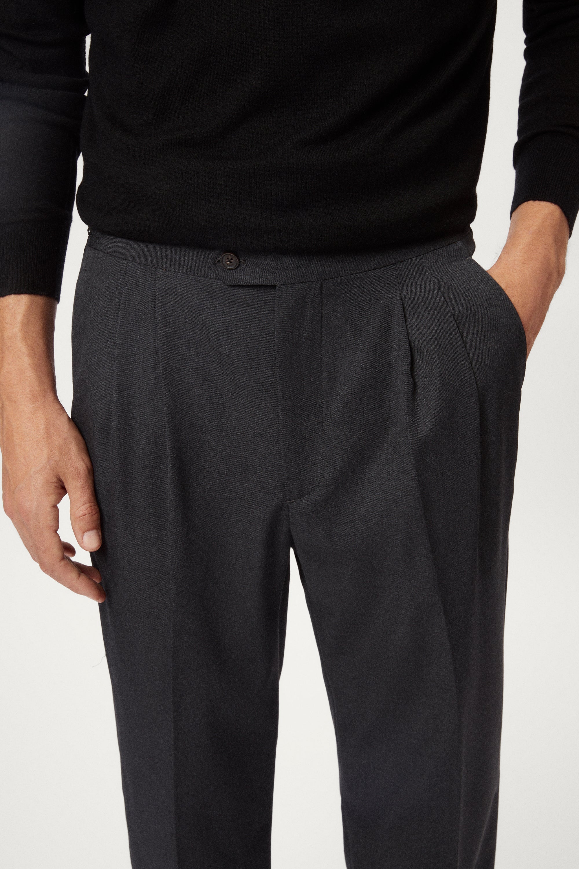 Pantaloni Sartoriali in Twill di Lana con Doppia Pince