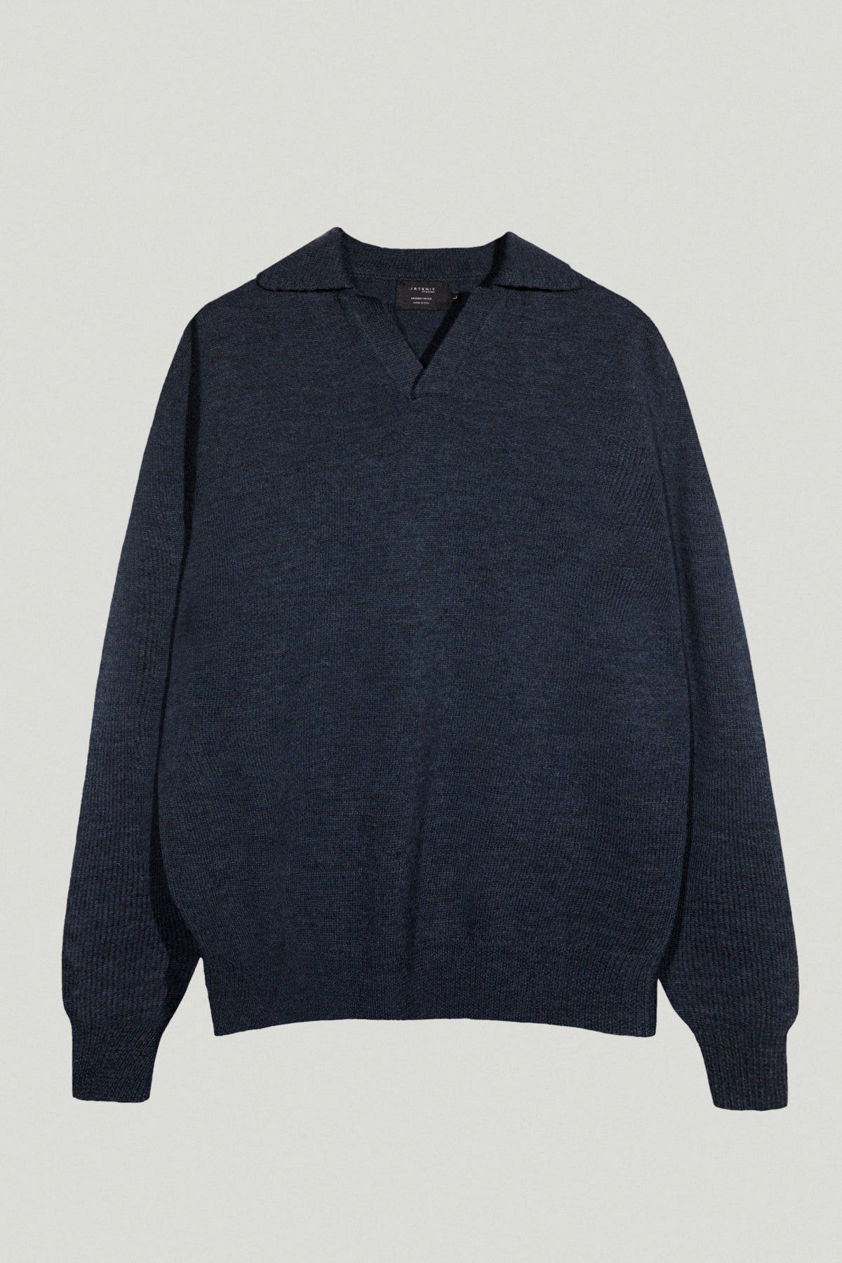 the natural dye long sleeve polo indigo blue