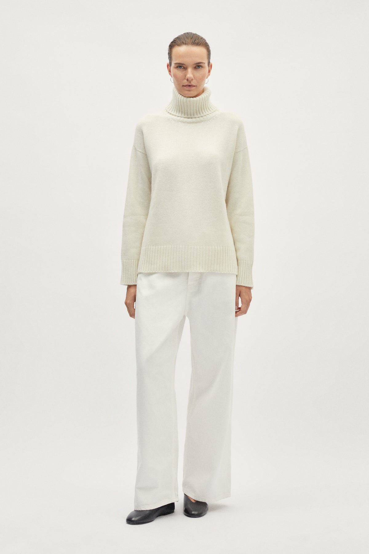 The ReCashmere Ribbed High Neck - ivory