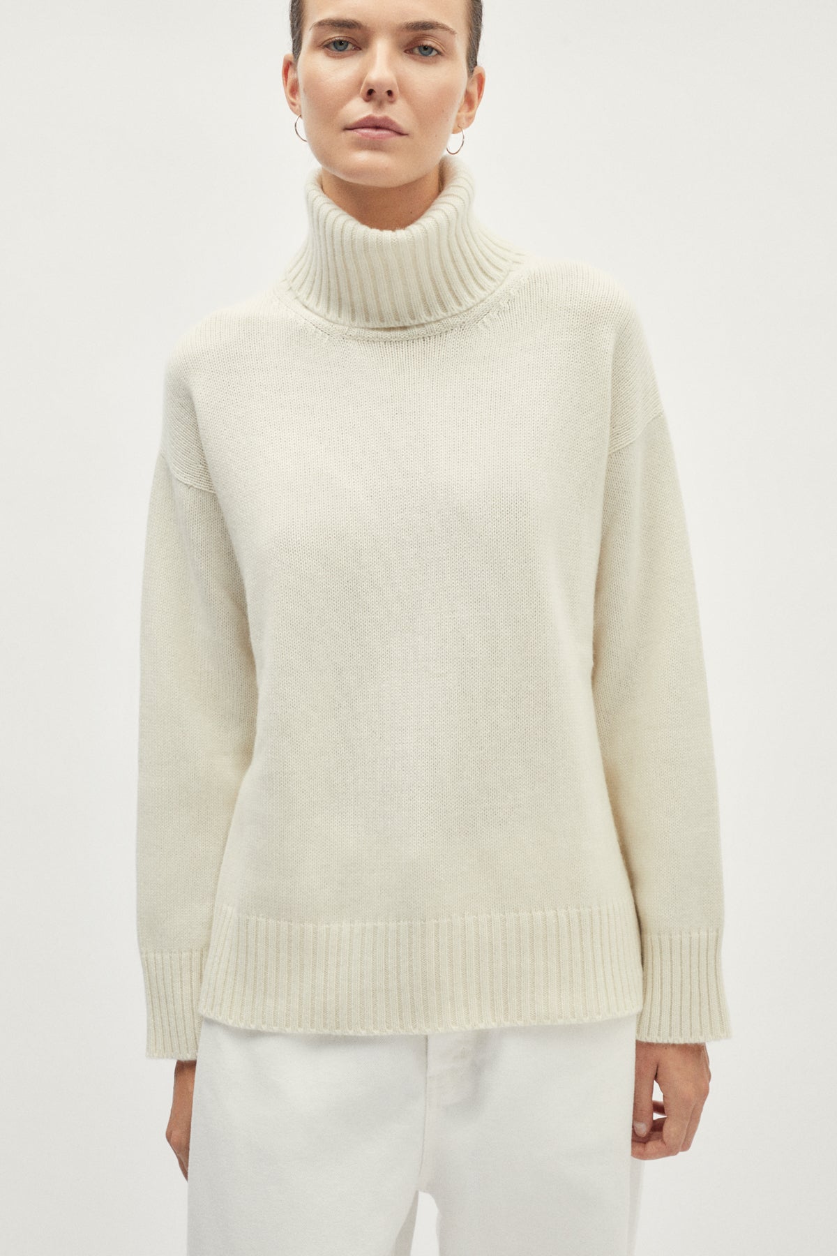 The ReCashmere Ribbed High Neck - ivory