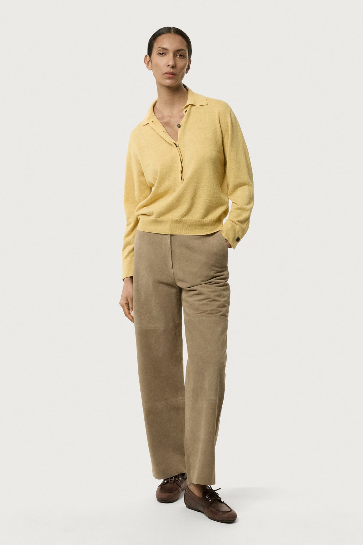 Polo Vintage Manica Lunga in Lino Cotone