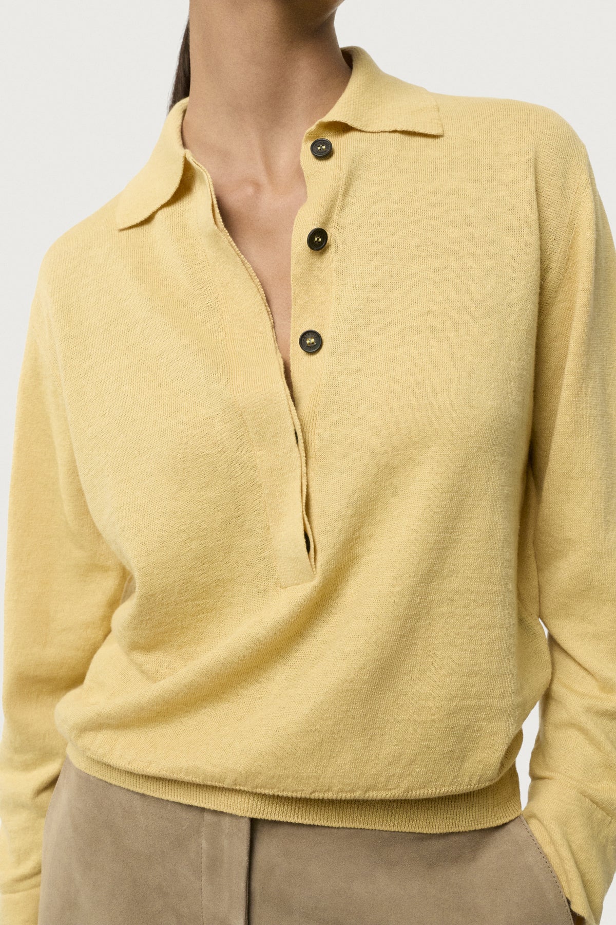 Polo Vintage Manica Lunga in Lino Cotone