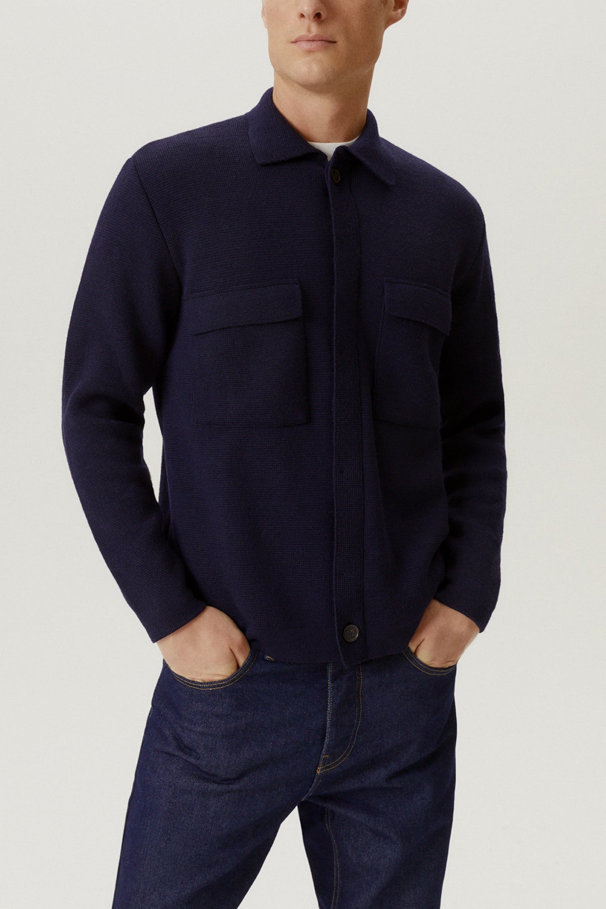 The Merino Wool Knit Jacket - Imperfect Version | Oxford Blue