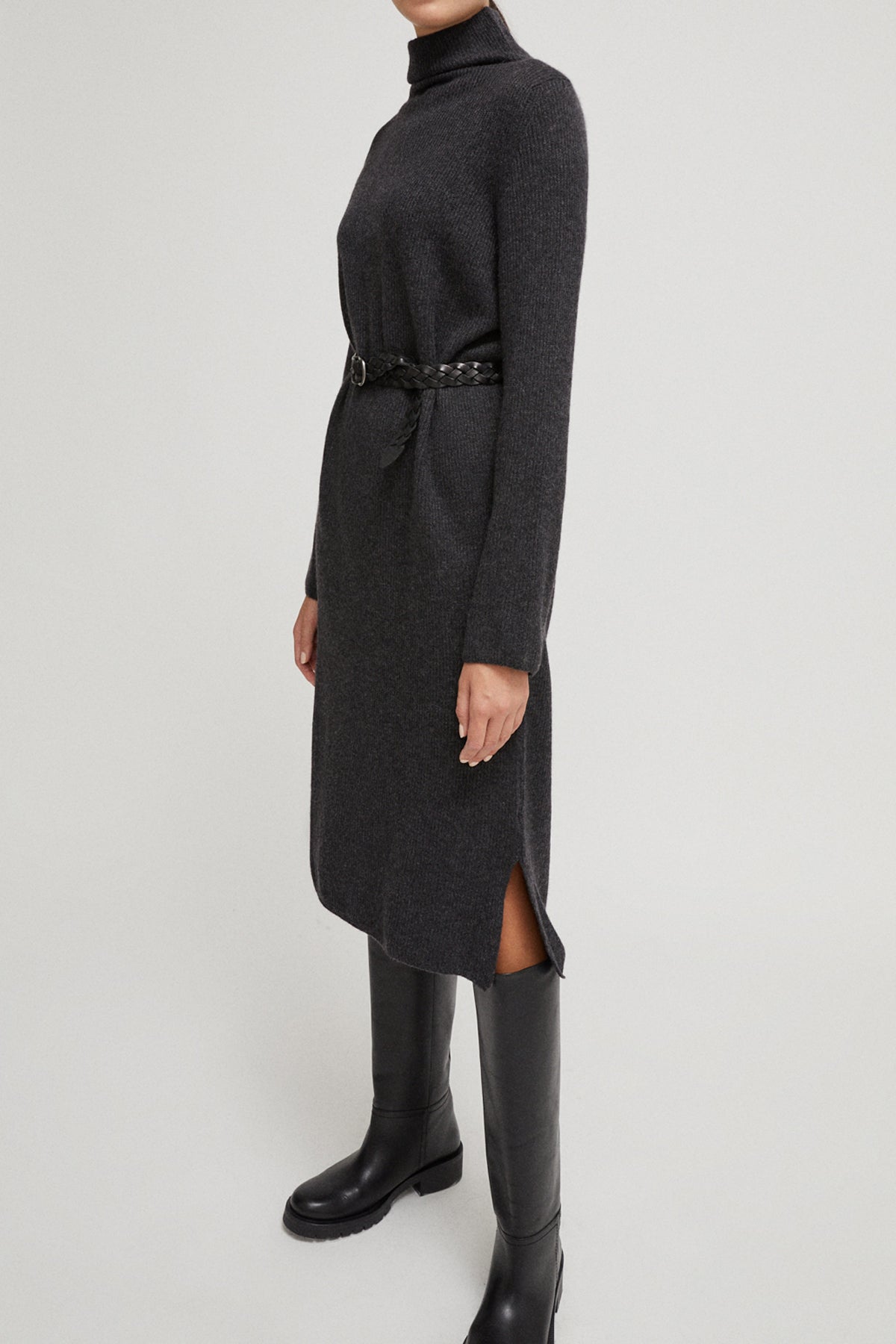 The Cashmere Long Dress - Imperfect Version | Anthracite Grey