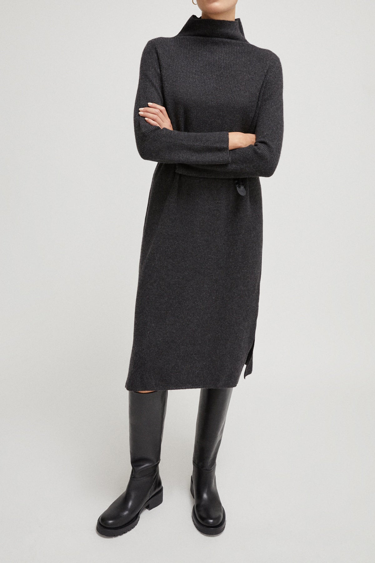The Cashmere Long Dress - Imperfect Version | Anthracite Grey