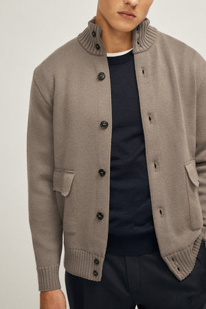 Taupe | The Merino Wool High-Neck Jacket – Imperfect Version