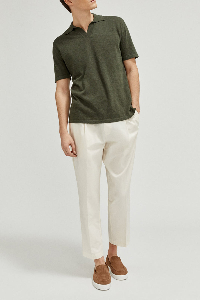 Military Green | The Linen Cotton Vintage Polo – Imperfect Version