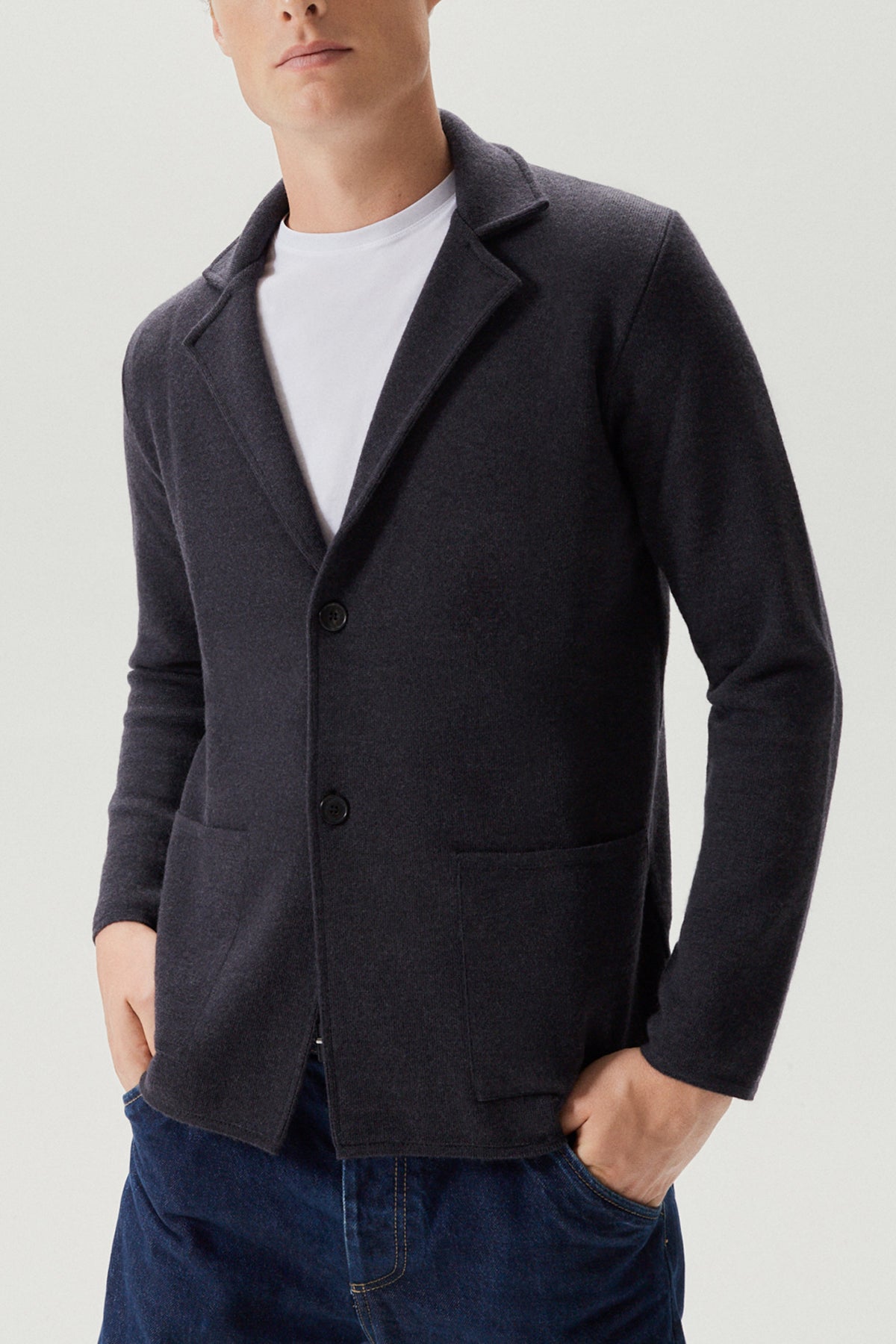 the boiled wool blazer imperfect version anthracite grey