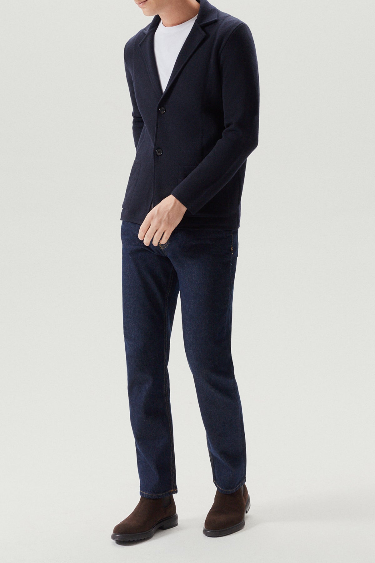 the boiled wool blazer imperfect version oxford blue