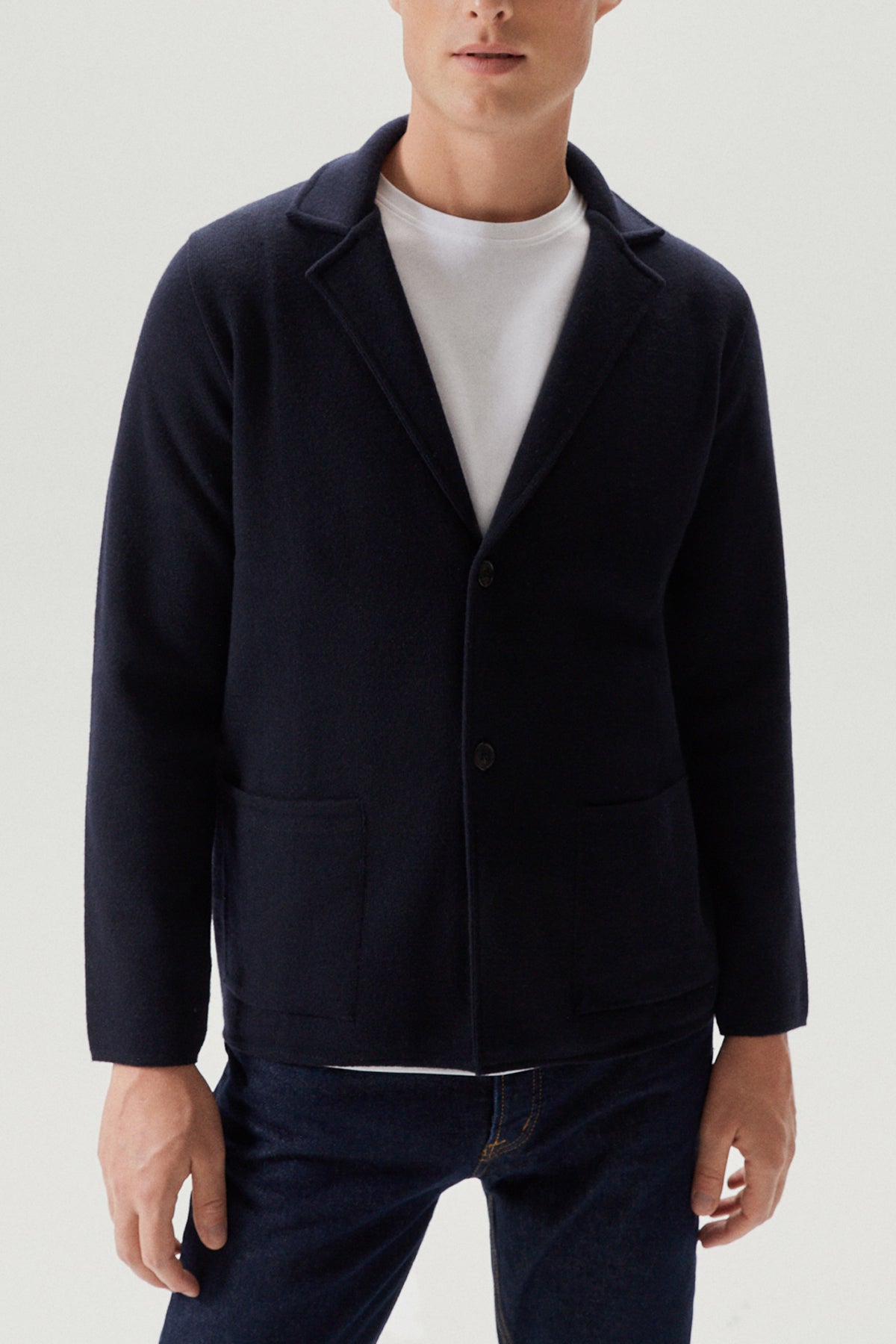 the boiled wool blazer imperfect version oxford blue