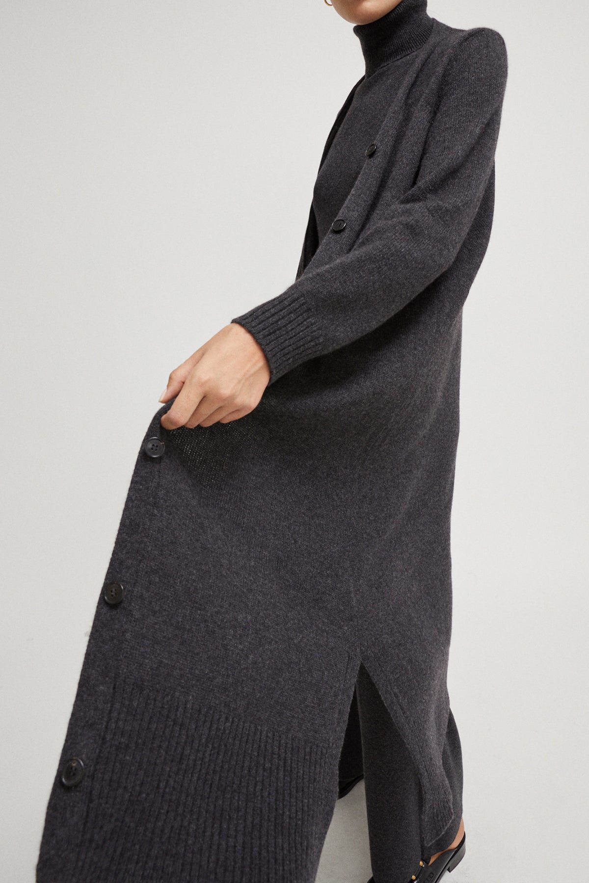 Superior Cashmere Long cardigan - Imperfect Version | Anthracite Grey