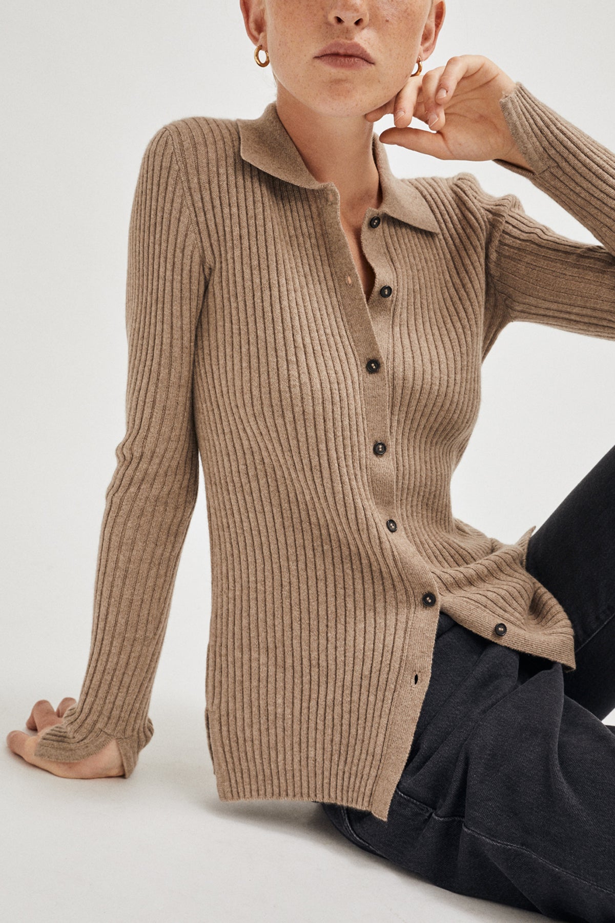 The Cashmere Ribbed Shirt - Imperfect Version | Light Brown