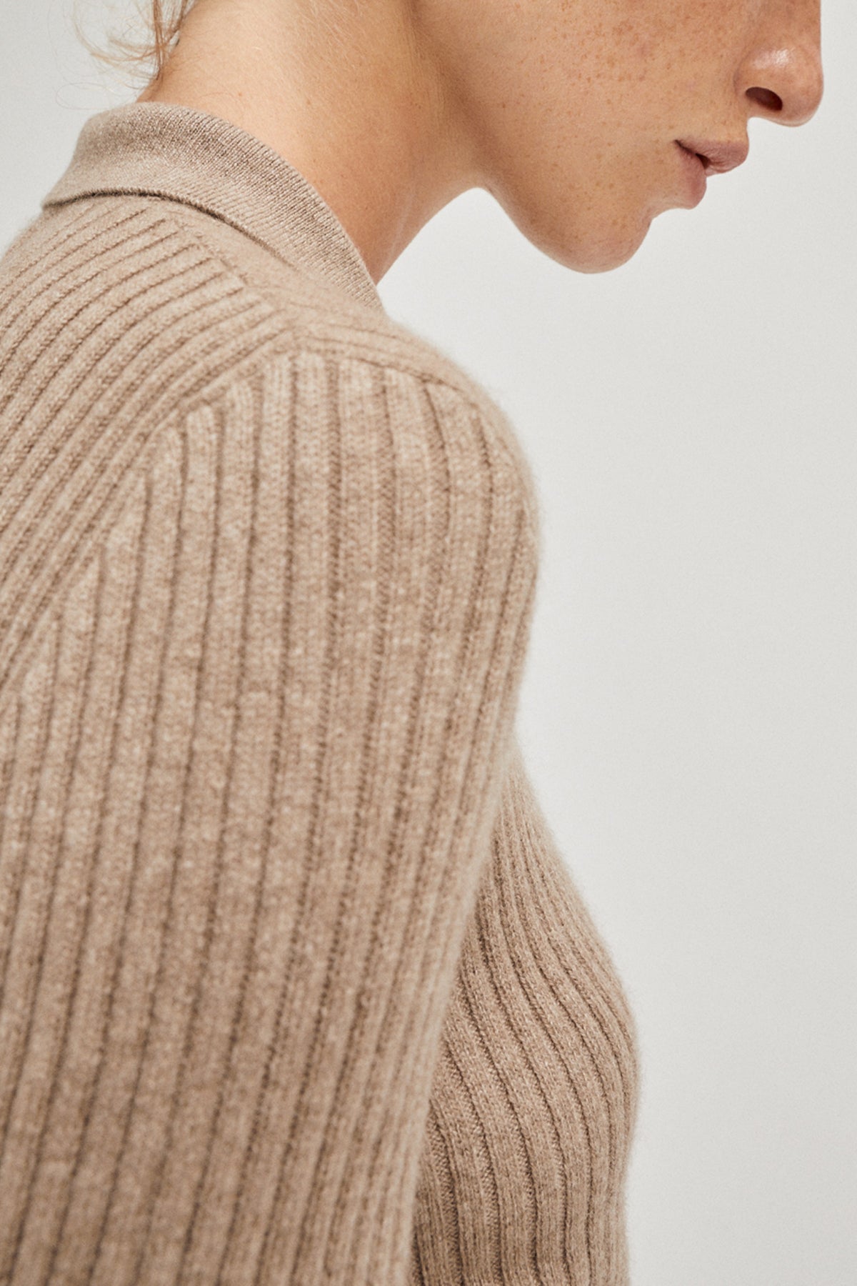 The Cashmere Ribbed Shirt - Imperfect Version | Light Brown