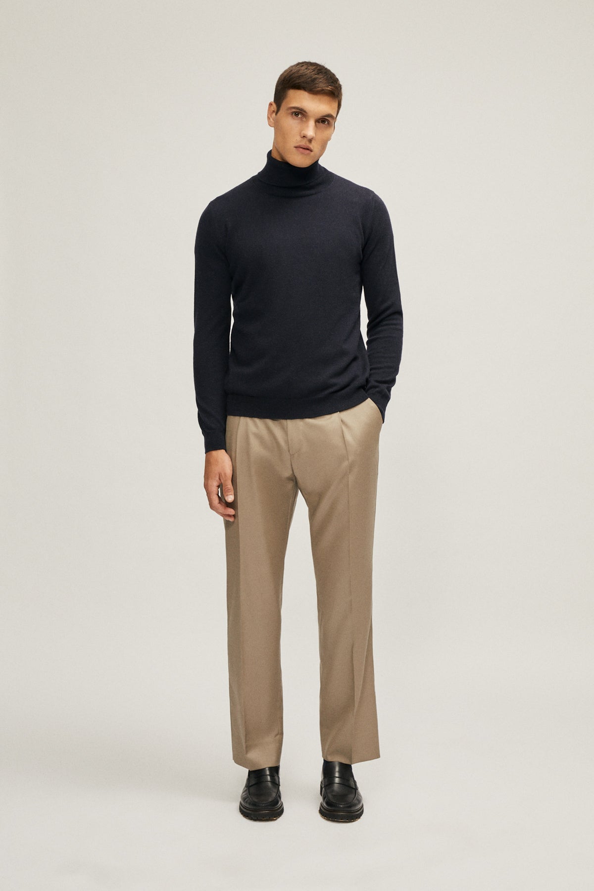 the cashmere roll neck sweater classic blue