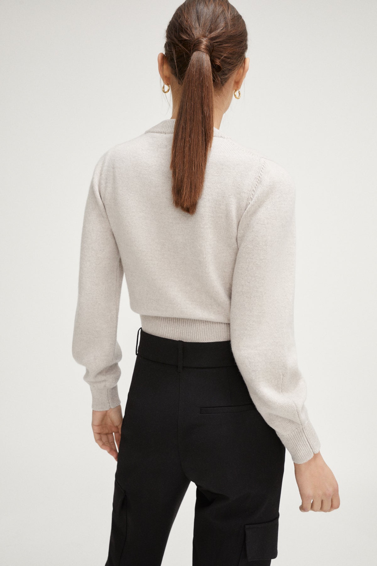 the cropped v neck sweater imperfect version 2 pearl